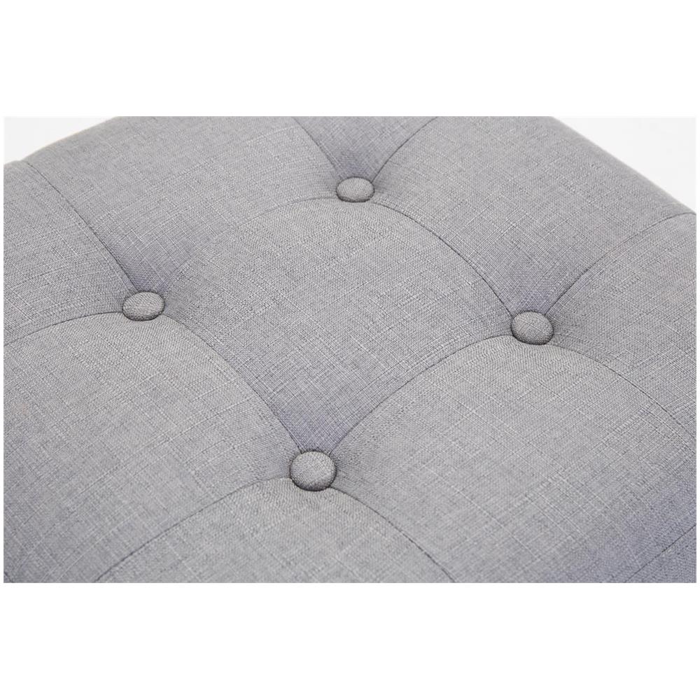 Poggiapiedi Divano Pharao - Sgabello Pouf Capitonné Imbottito in Tessuto I Sgabello Basso Salotto Piedini in Legno I Sgabello Quadrato da Sala 45x45 cm I Pouf Design Salotto Grigio Chiaro - Foto 5