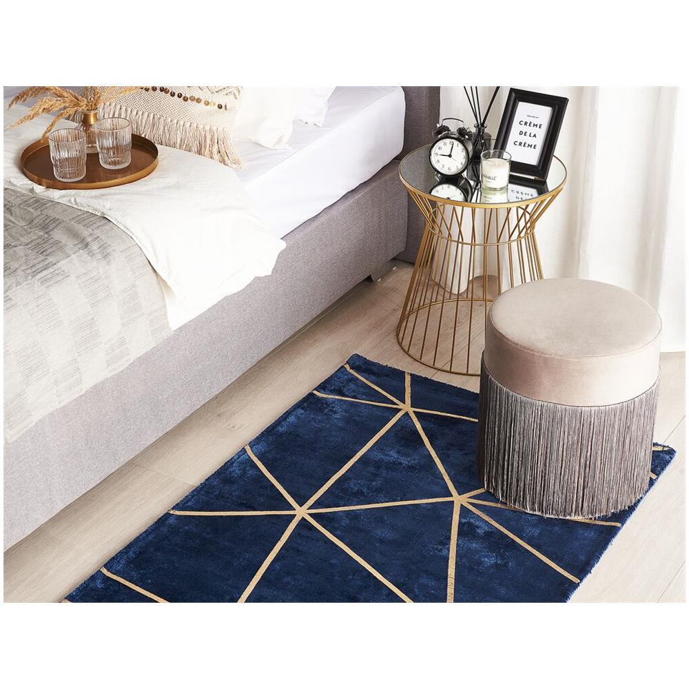 Tappeto Trama Geometrica Blu / oro 80 X 150 Cm Havza - Foto 2