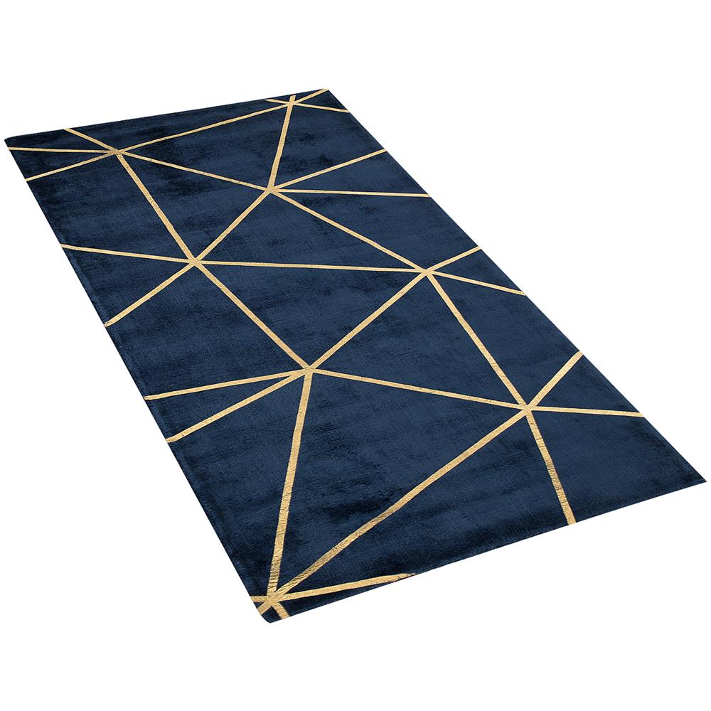 Tappeto Trama Geometrica Blu / oro 80 X 150 Cm Havza - Foto 1