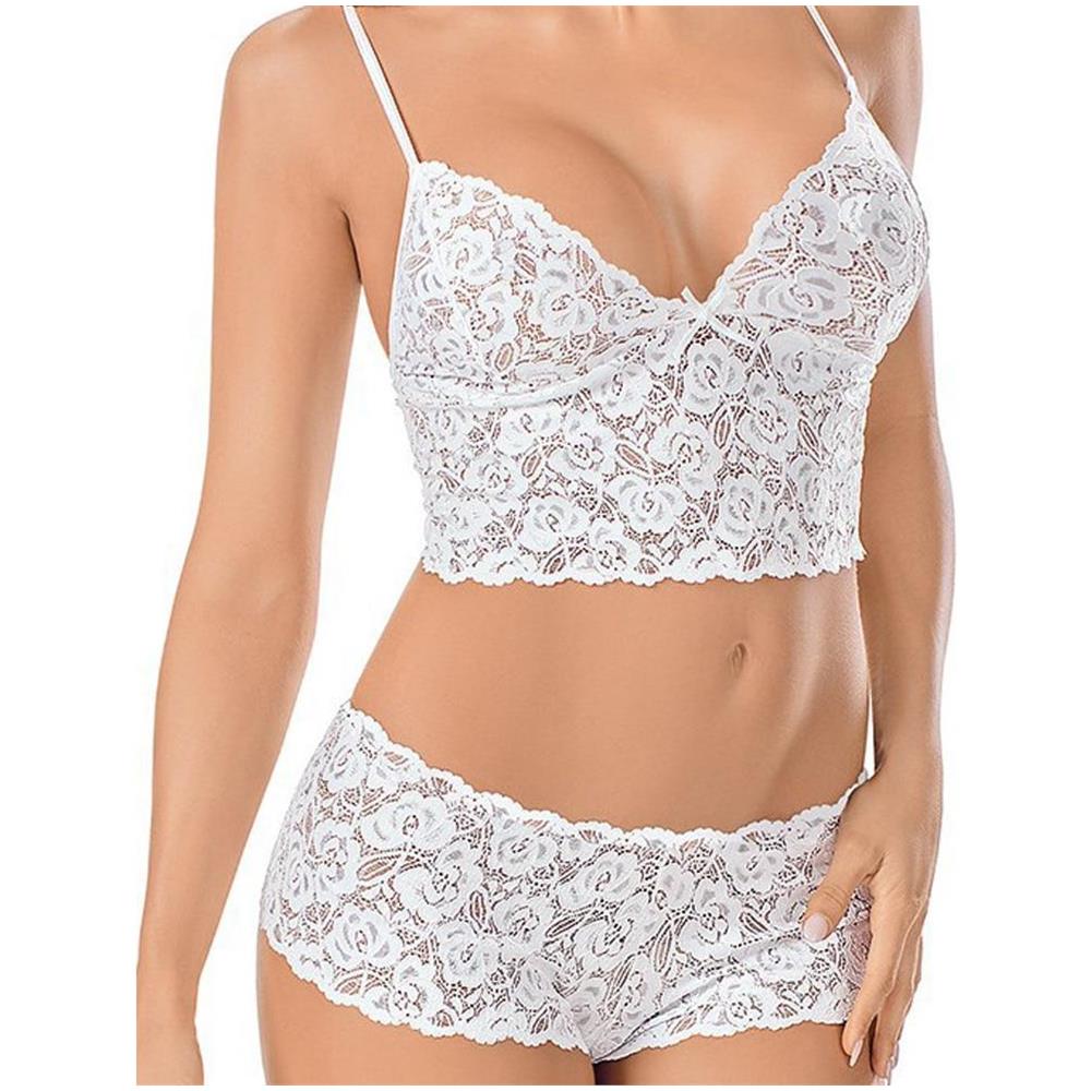 SLOWMOOSE - Pigiama Da Donna Sexy In Pizzo Con Top Corto E Pantaloncini Da  Notte, Indumenti Da Notte In Lingerie Trasparente [ bianco / Asain Taglia  5xl] - ePRICE
