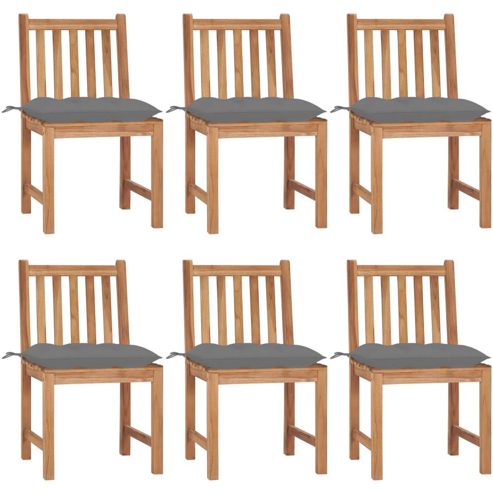 Sedie da Giardino 6 pz con Cuscini in Legno Massello di Teak - Foto 1