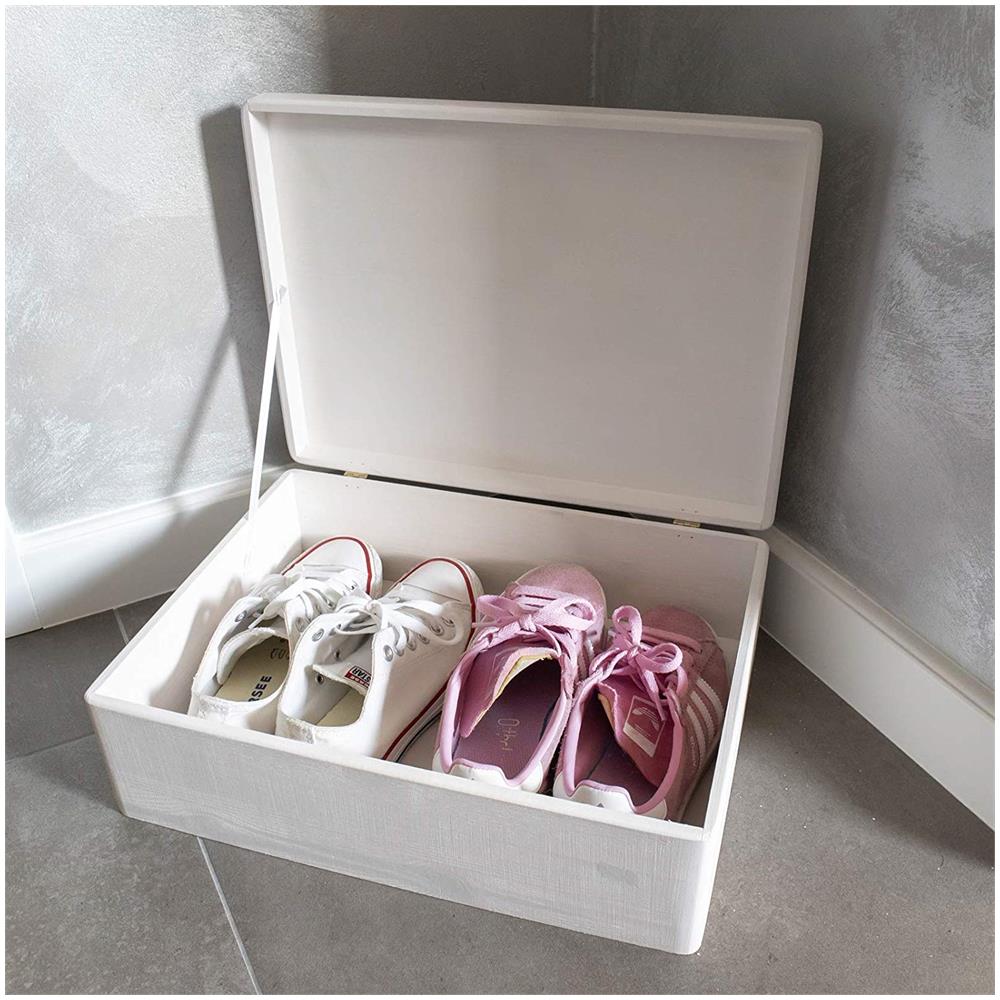 Xl Grande Bianca Scatola Di Legno Con Coperchio | L40 X P30 X H14 Cm (+ / - 1) | Conteniore Portaoggetti Portagiochi Cofanetto | Perfetta Per Decoupage Documenti Giocattoli Attrezzi - Foto 2