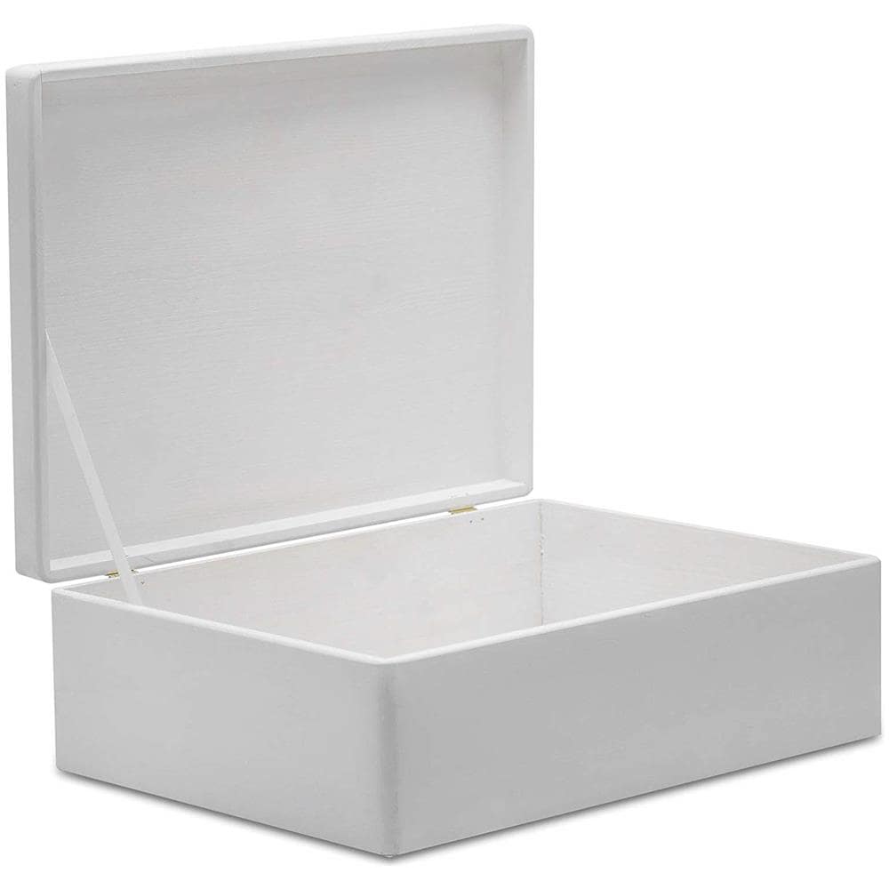 Xl Grande Bianca Scatola Di Legno Con Coperchio | L40 X P30 X H14 Cm (+ / - 1) | Conteniore Portaoggetti Portagiochi Cofanetto | Perfetta Per Decoupage Documenti Giocattoli Attrezzi - Foto 1