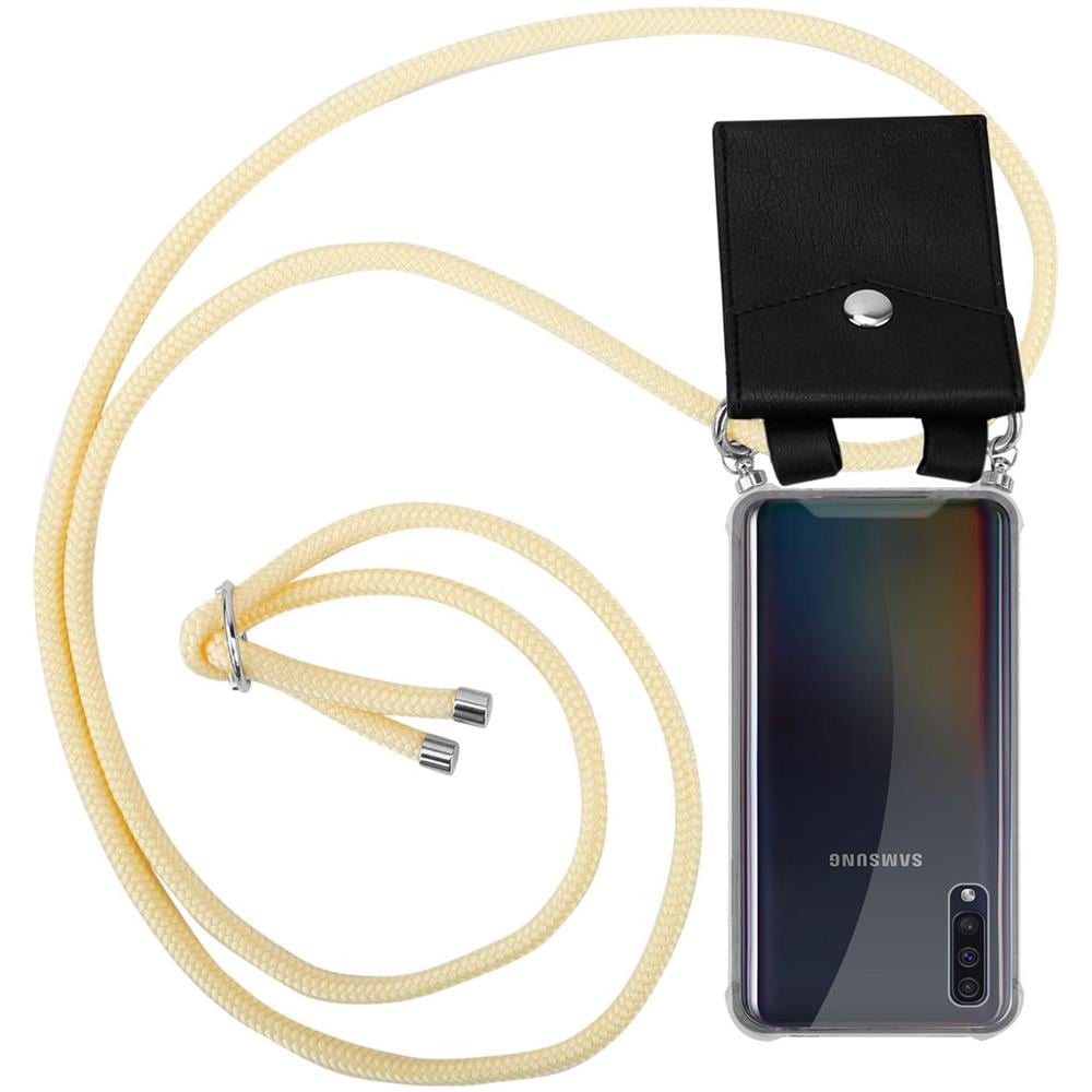 Catena Di Telefoni Cellulari Compatibile Con Samsung Galaxy A30s In Crema Beige - Coperchio Protettivo In Silicone Con Anelli D'argento, Cinturino In Corda E Custodia Staccabile - Foto 1