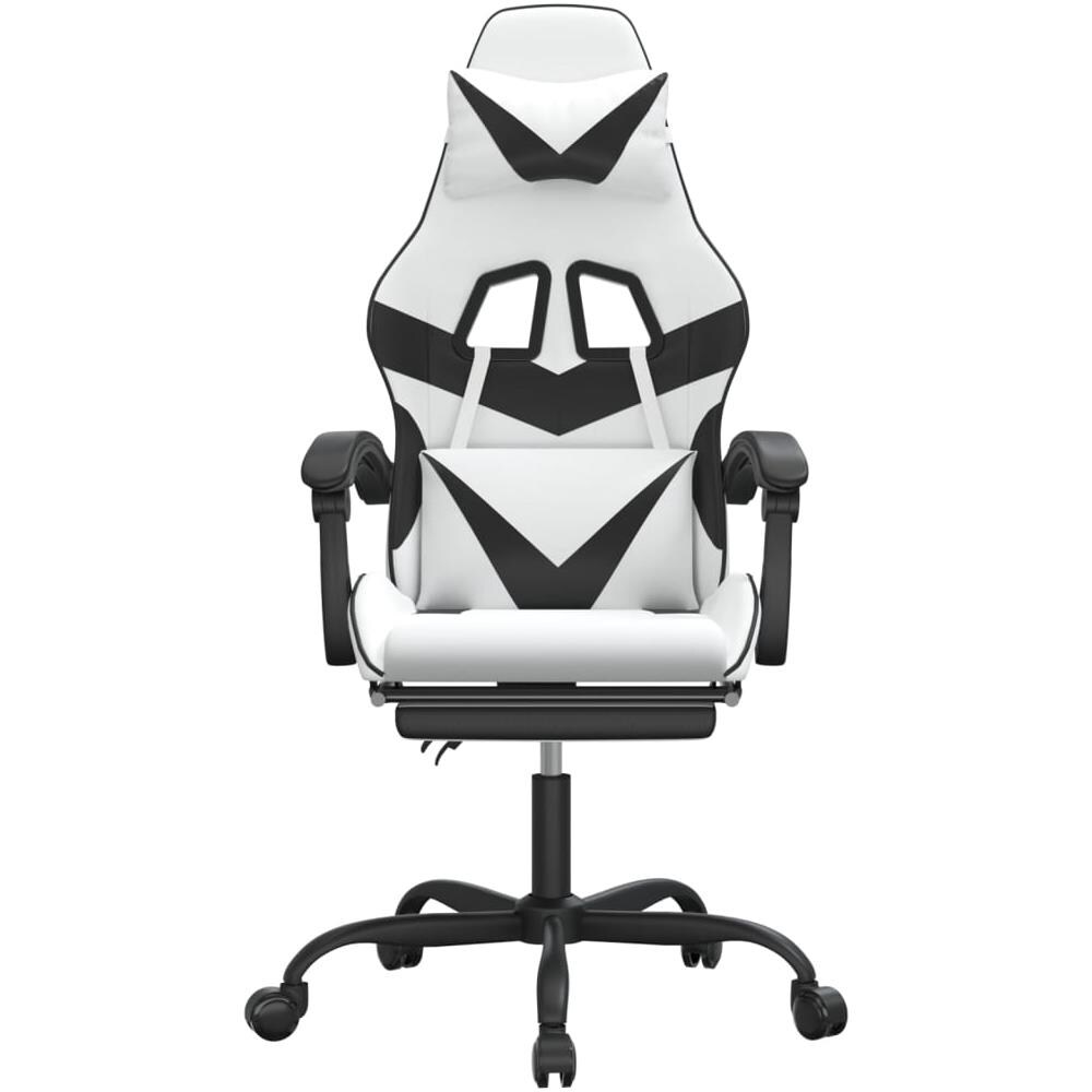 Sedia da Gaming Girevole Poggiapiedi Bianco e Nero Similpelle - Foto 10
