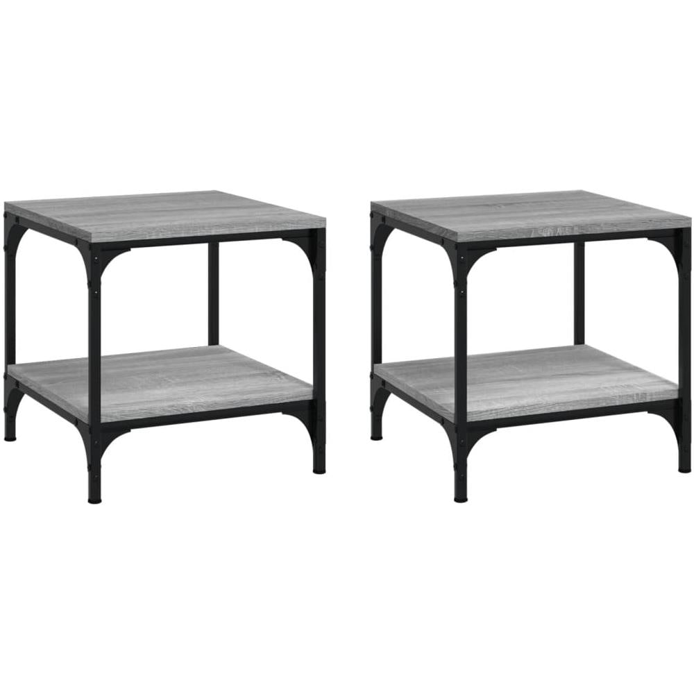 Tavolini 2pz Grigio Sonoma 40x40x40 Cm In Legno Multistrato - Foto 2