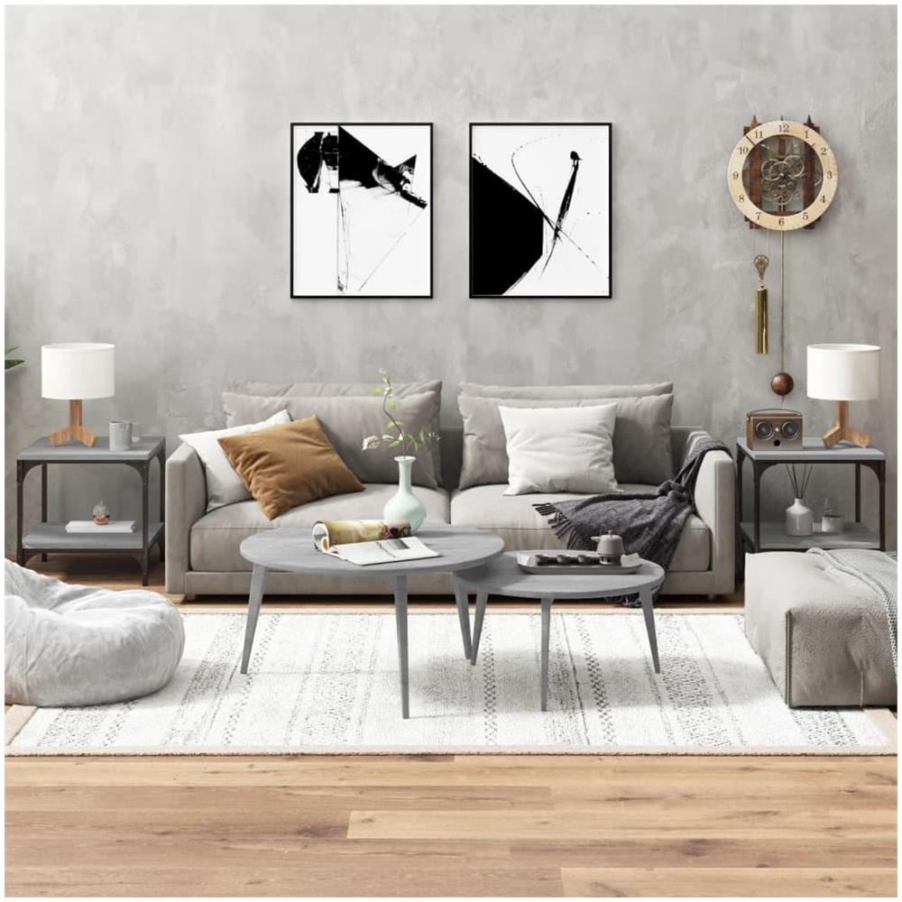 Tavolini 2pz Grigio Sonoma 40x40x40 Cm In Legno Multistrato - Foto 1