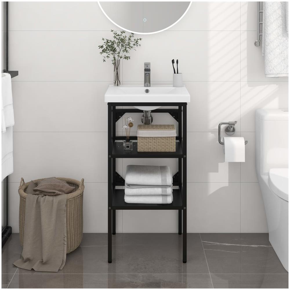 Struttura Per Lavabo Da Bagno Nera 40x38x83 Cm In Ferro - Foto 1