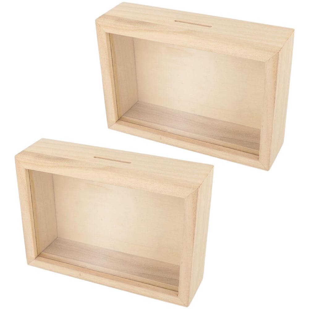 2 Salvadanai Con Cornice In Legno Da Personalizzare 12 X 17 Cm - Foto 1