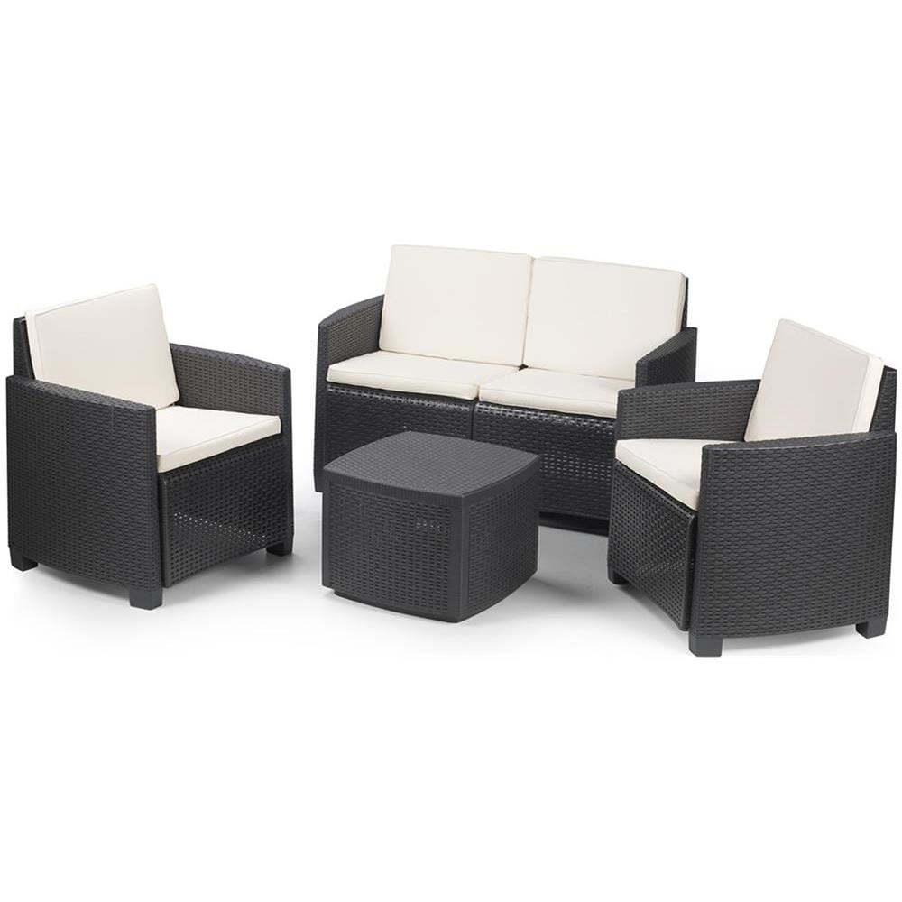 Salottino Outdoor Bacco - Set Salotto Da Esterno 4 Posti Made In Italy, Nero Antracite - Foto 2
