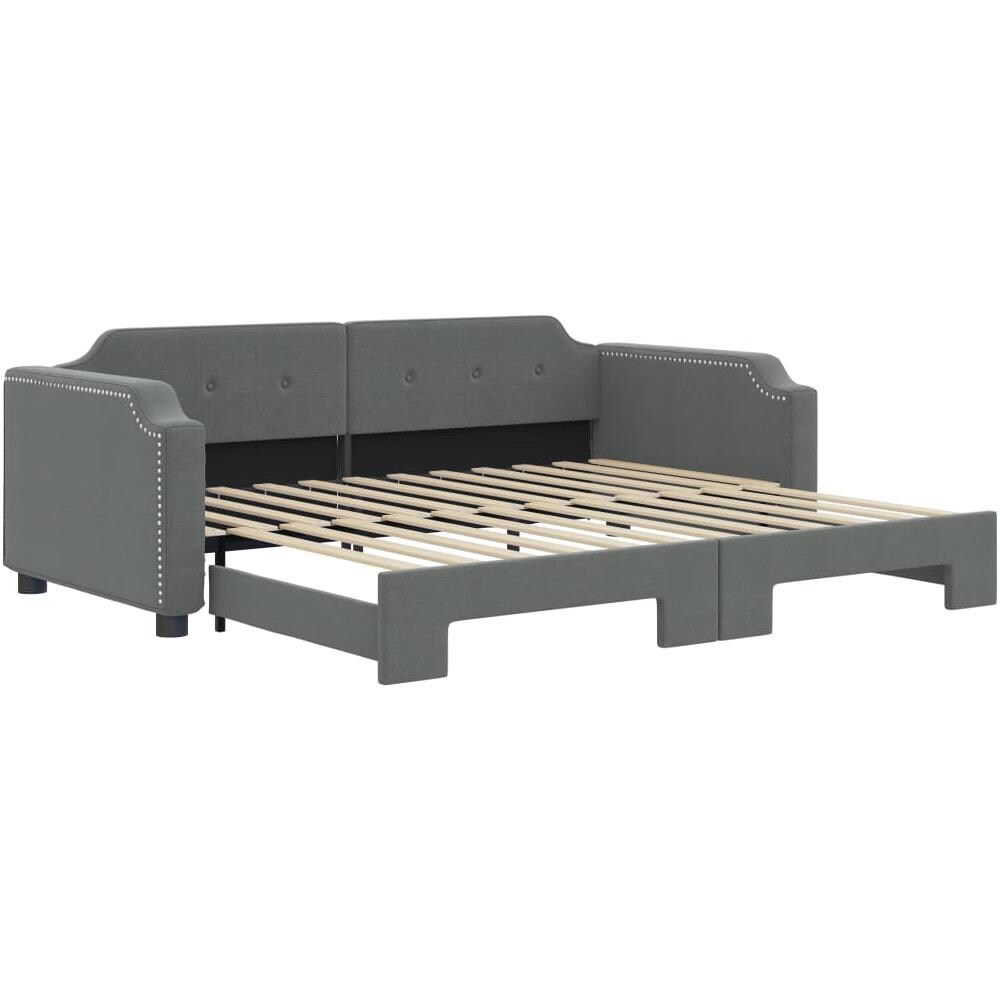 Divano Letto Con Letto Estraibile Grigio Scuro 90x200cm Tessuto - Foto 2