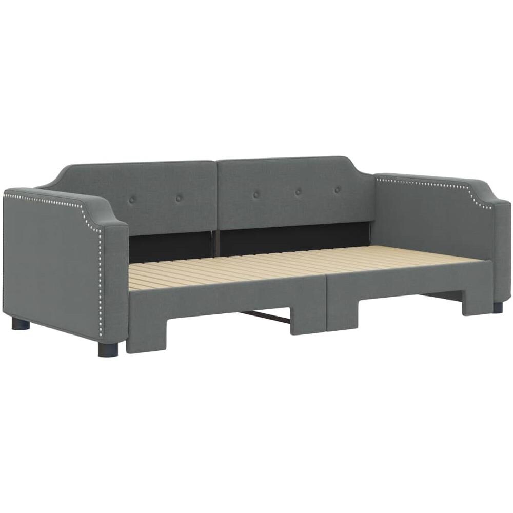 Divano Letto Con Letto Estraibile Grigio Scuro 90x200cm Tessuto - Foto 3