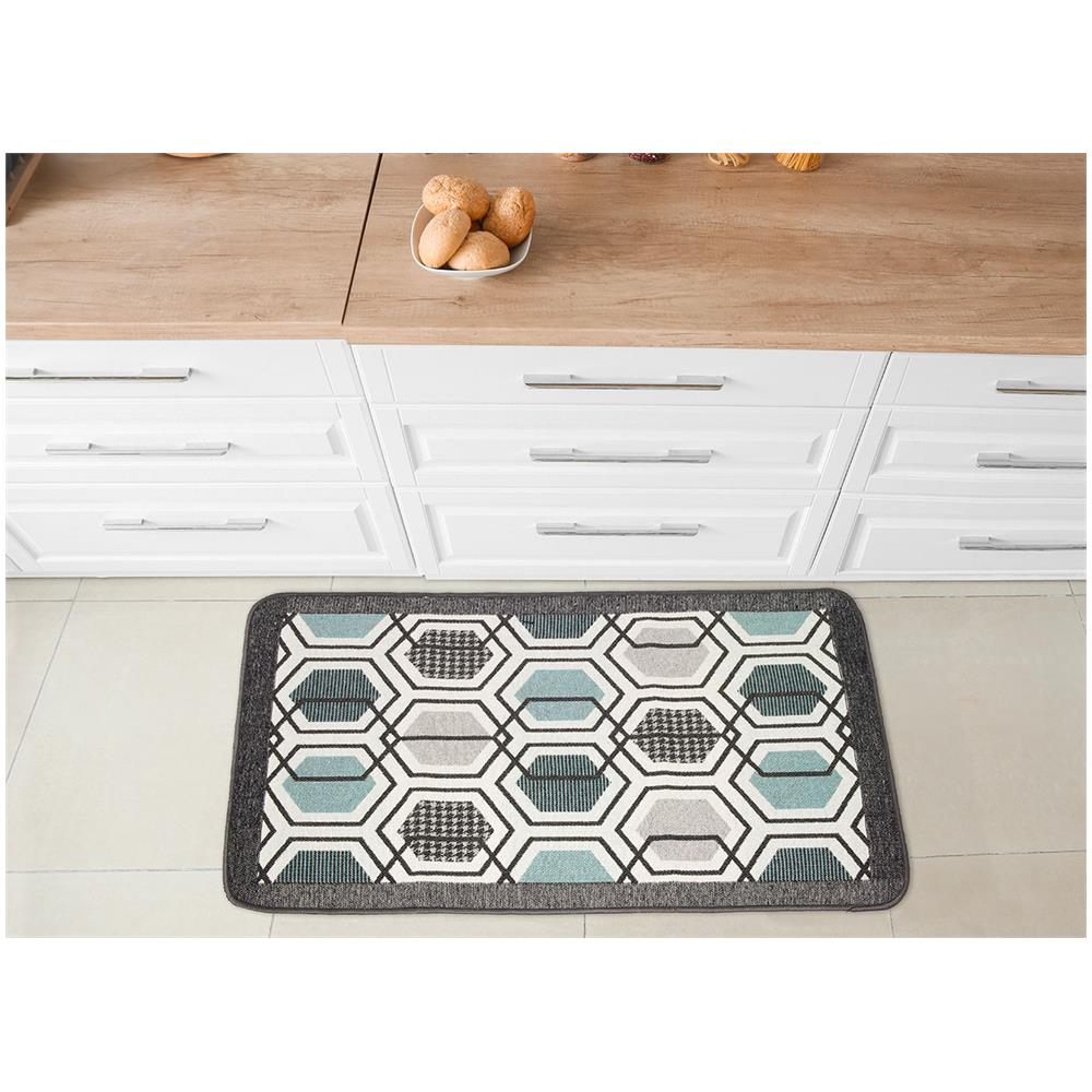 Tappeto Bagno Doccia Antiscivolo Mod. Vietri Tappetino Super Assorbente Cotone Pelo Corto 60x240 Azzurro - Foto 5