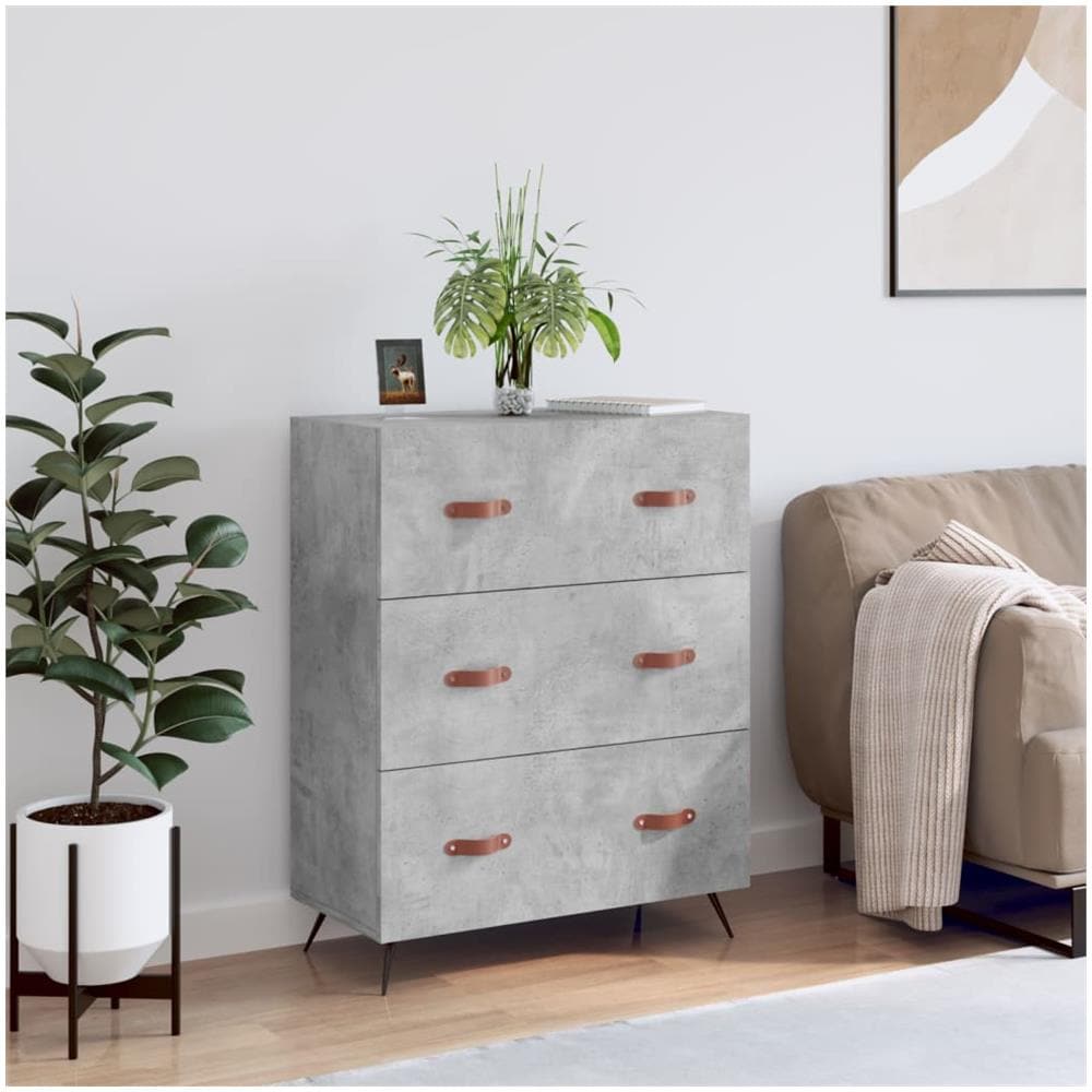 Credenza Grigio Cemento 69,5x34x90 Cm In Legno Multistrato - Foto 1