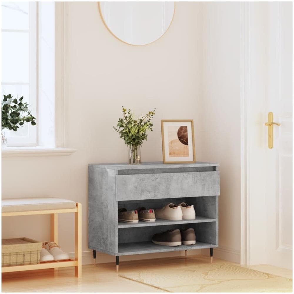Scarpiera Grigio Cemento 70x36x60 Cm In Legno Multistrato - Foto 1