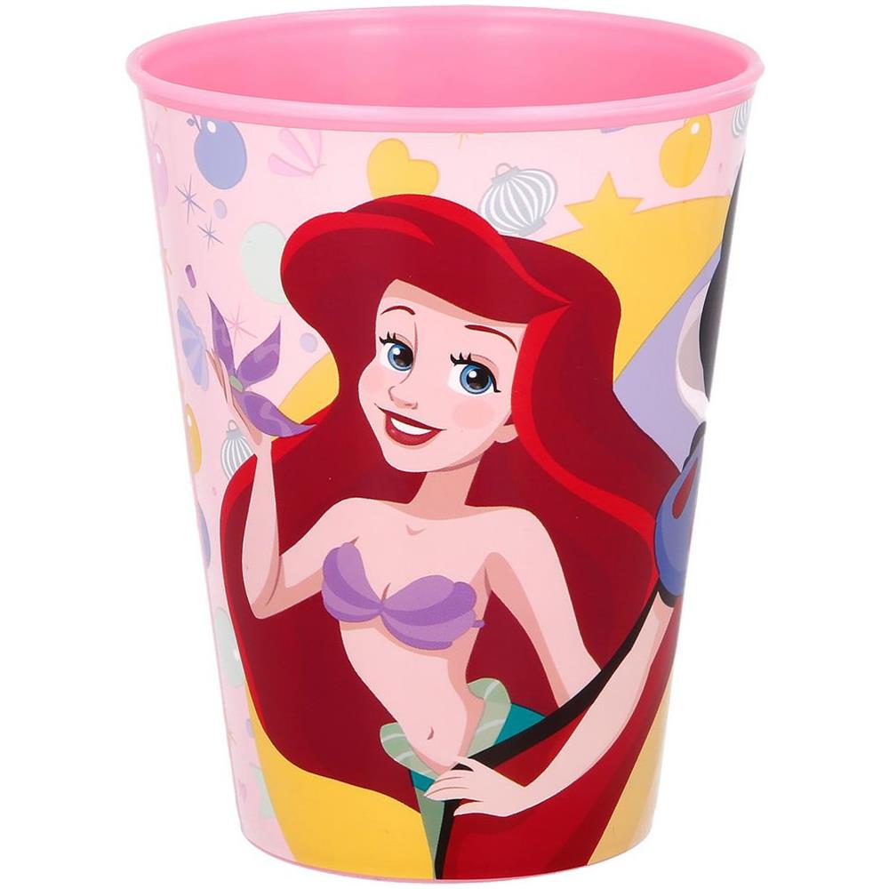 Disney Bicchiere Rosa Per Bambine In Plastica Principesse Biancaneve Aurora Ariel Da 260 Ml Con Beccuccio Per Bere Facilmente - Foto 2