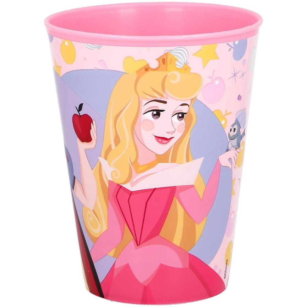 Disney Bicchiere Rosa Per Bambine In Plastica Principesse Biancaneve Aurora Ariel Da 260 Ml Con Beccuccio Per Bere Facilmente - Foto 3