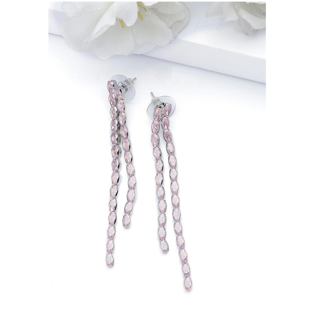 Orecchini Lunghi Doppi Rosa Chiaro - Foto 1