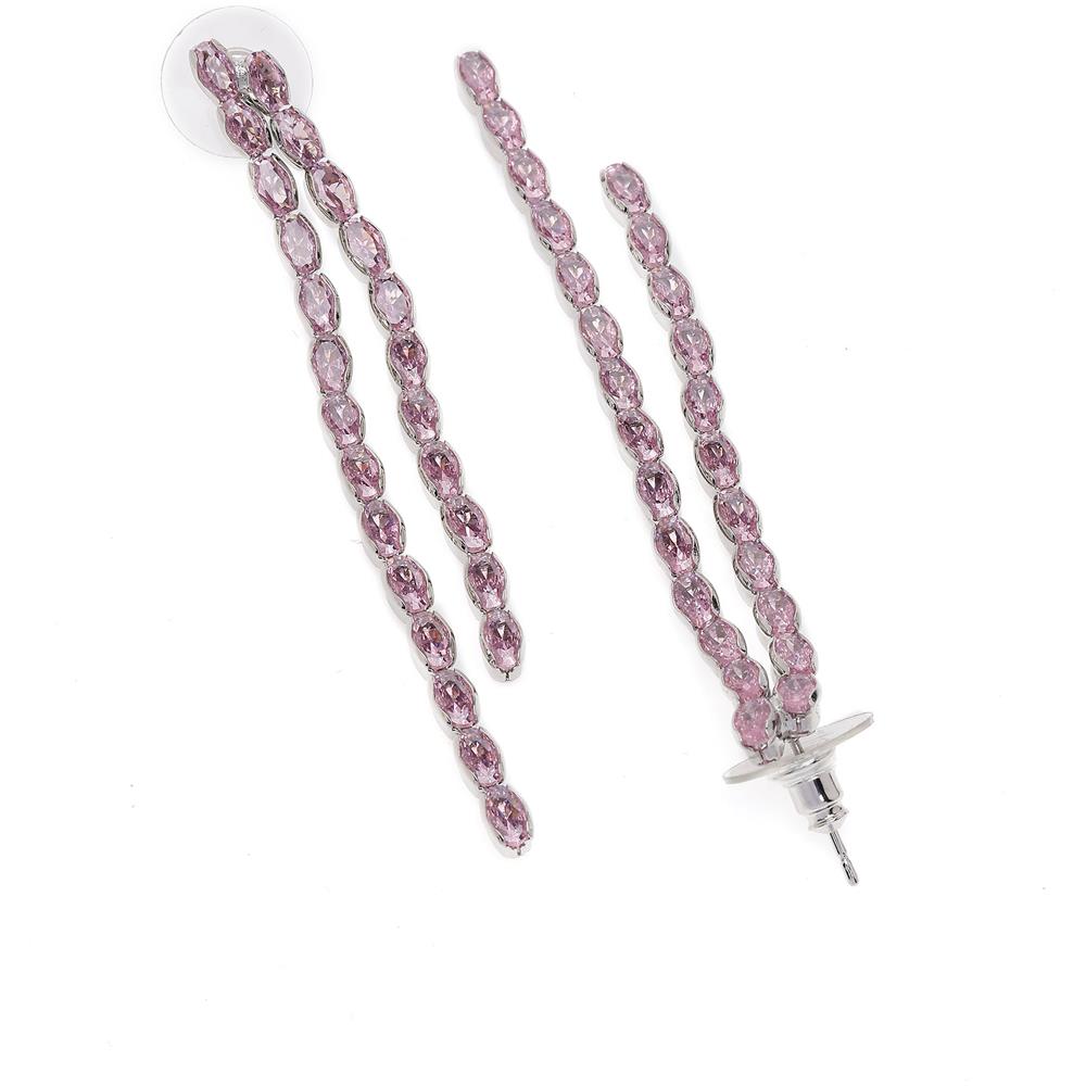 Orecchini Lunghi Doppi Rosa Chiaro - Foto 2