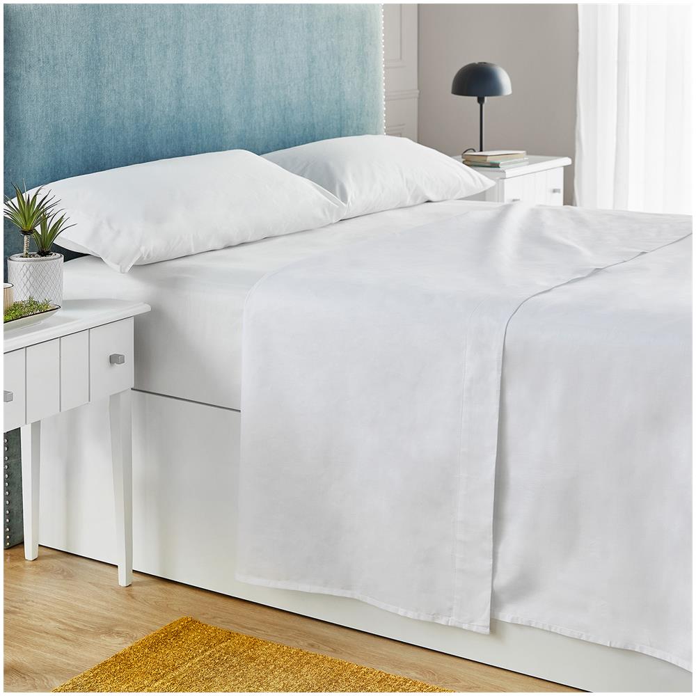 Set Di Lenzuola Percalle Bianco 90x190 cm 100% Cotone 200 Fili - Foto 1