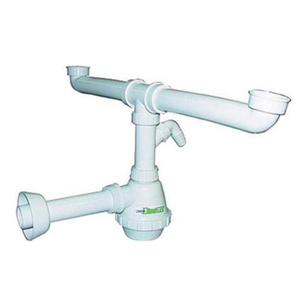 "SIFONE PVC DUE 2 VIE Senza PILETTA E SCARICO LAVATRICE 1"" 1/2 Diametro 40" - Foto 1