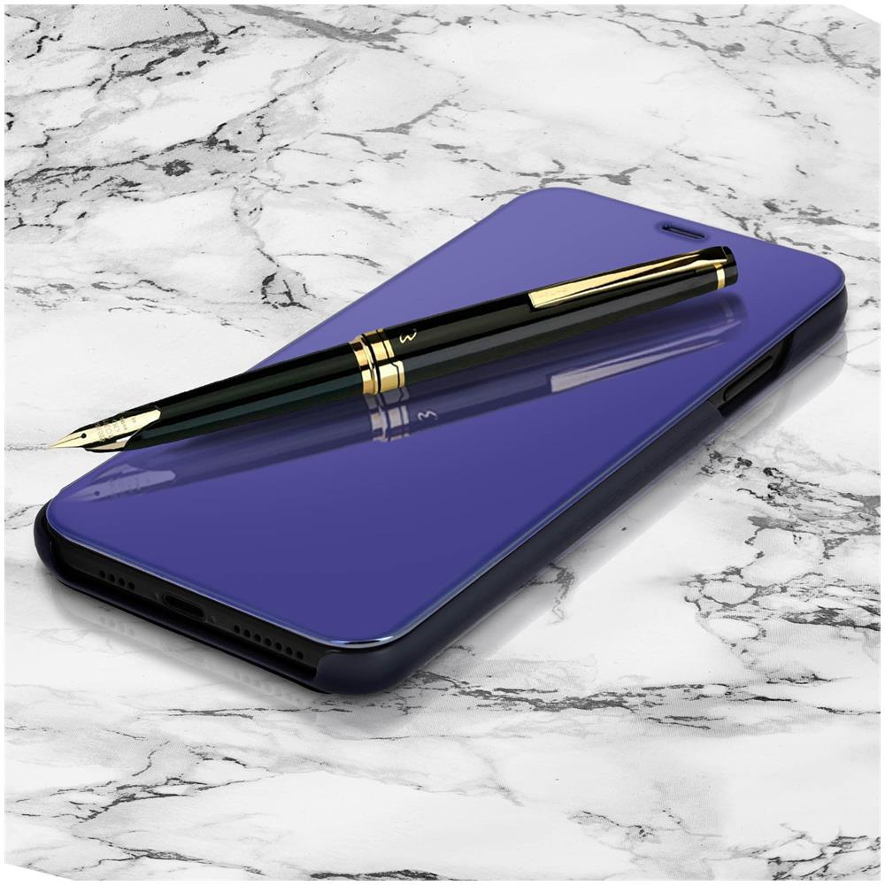 Custodia Apple Iphone Xs Max Flip Specchio Sportellino Traslucido Blu Scuro - Foto 2