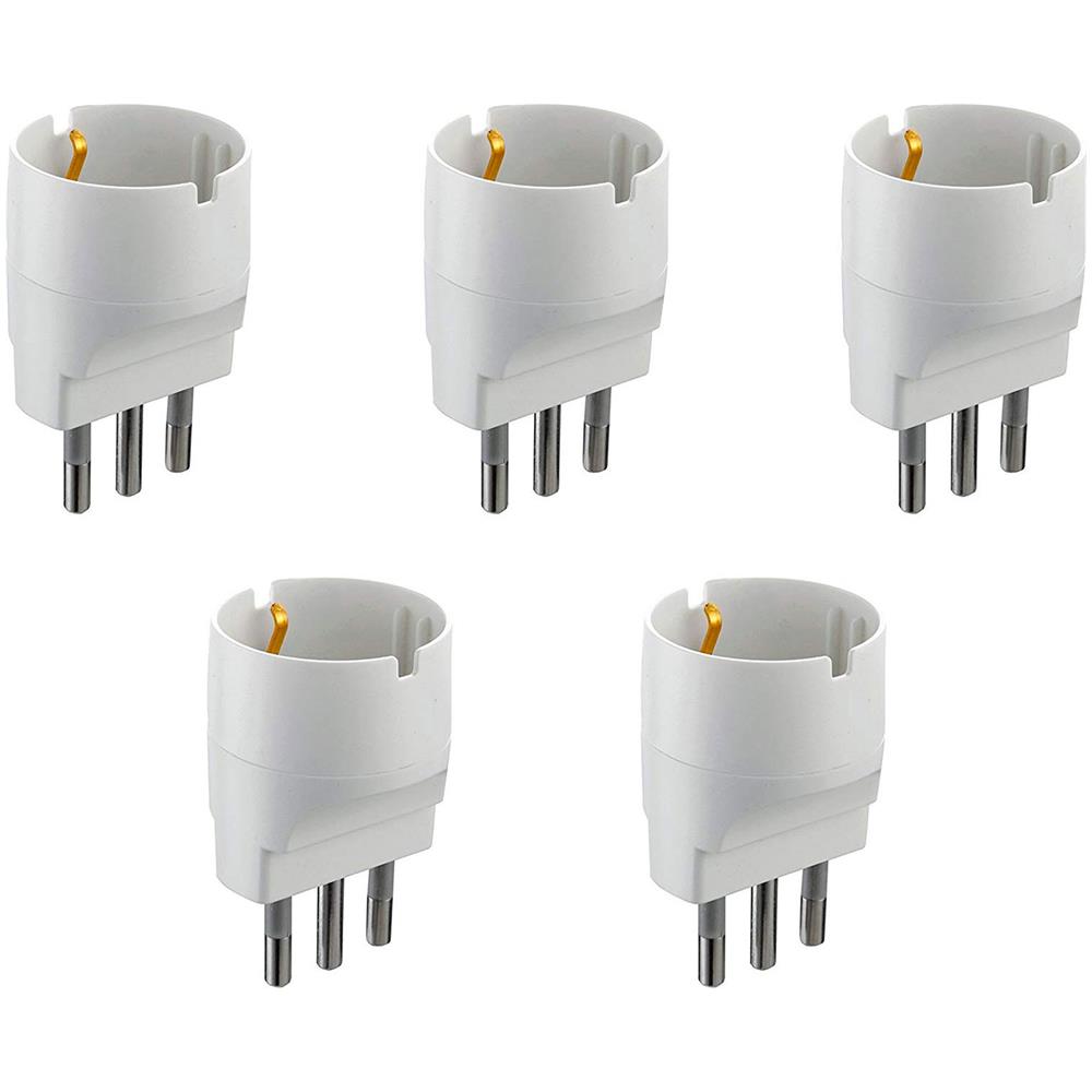 92291 Set 5 Adattatori Da Schuko A Spina Grande 16a, Bianco, Confezione Da 5 - Foto 1