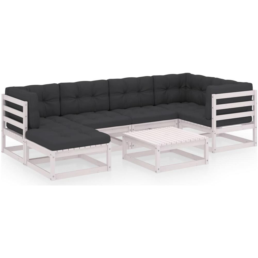 Set Divani Da Giardino 7 Pz Con Cuscini Legno Massello Di Pino - Foto 1