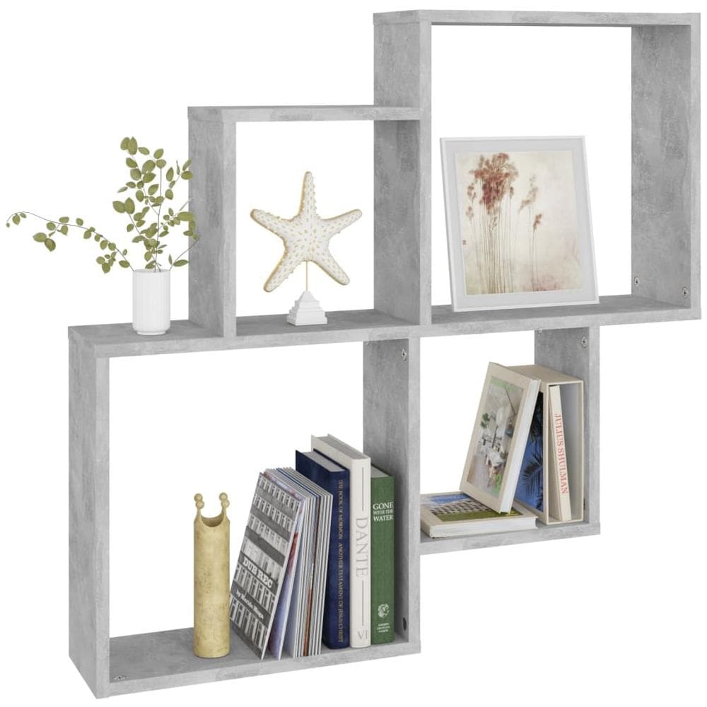 Mensola Muro Cubo Grigio Cemento 80x15x78,5cm Legno Multistrato - Foto 3