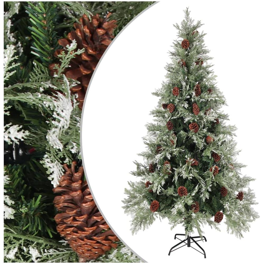 Albero Di Natale Con Pigne Verde E Bianco 225 Cm In Pvc E Pe - Foto 1