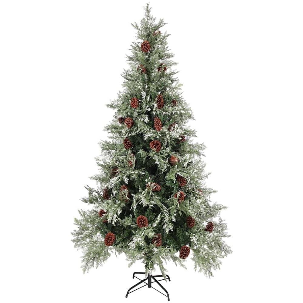 Albero Di Natale Con Pigne Verde E Bianco 225 Cm In Pvc E Pe - Foto 2