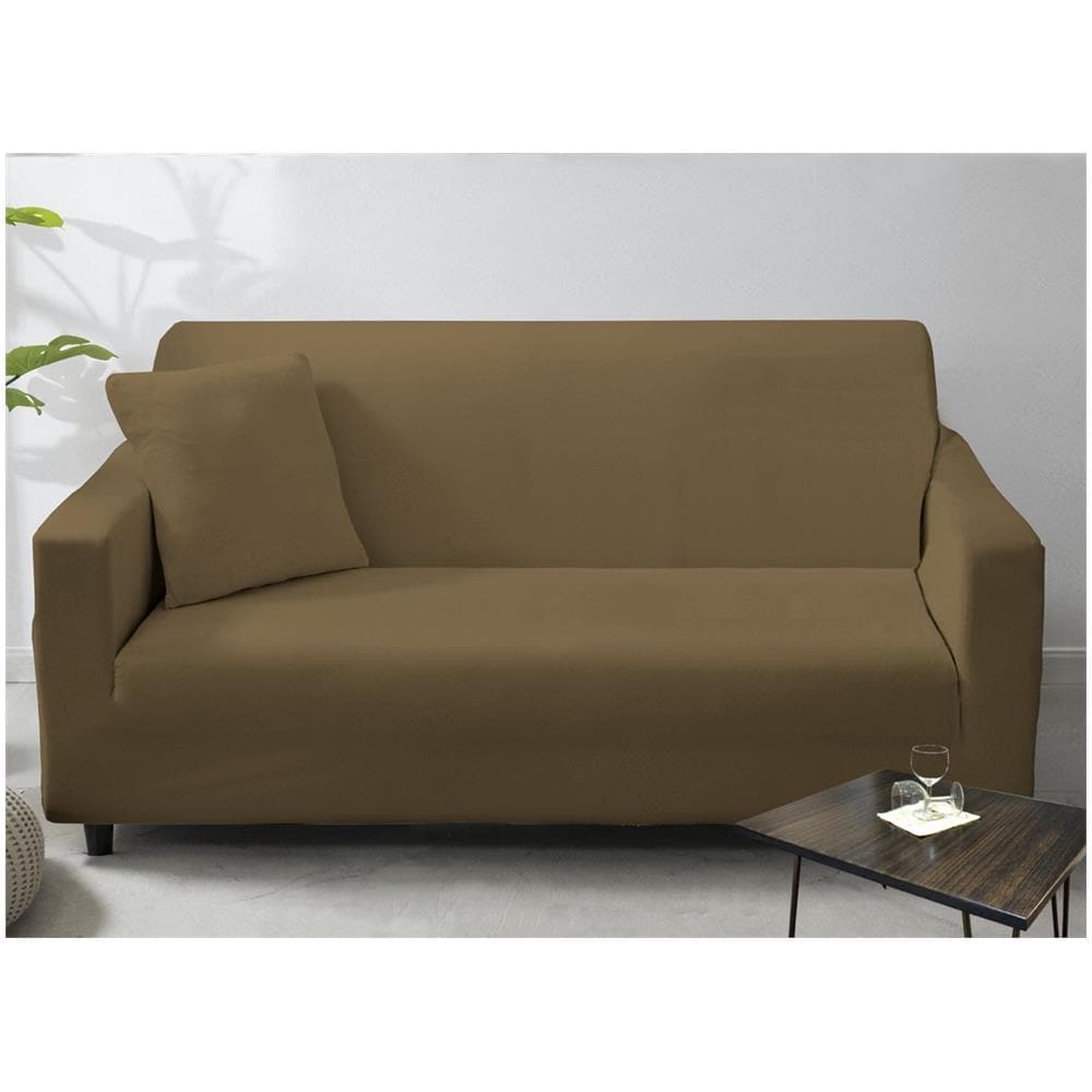 Copridivano Antimacchia Elasticizzato Penisola Componibile Tinta Unita Modello Perfetto 2+3 Tortora - Foto 1