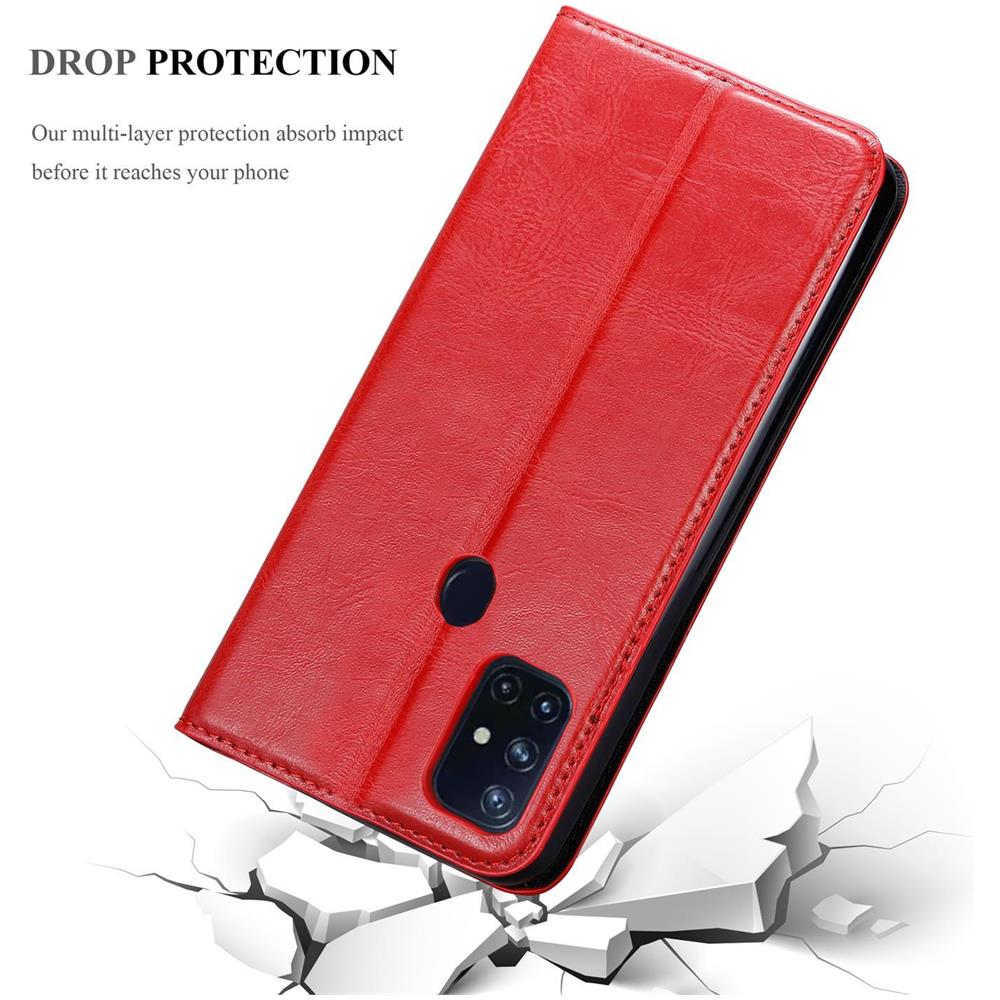 Custodia Compatibile Con Oneplus Nord N100 In Rosso Mela - Coperchio Protettiva Con Chiusura Magnetica, Funzione Stand E Tasca Per Le Carte - Foto 8
