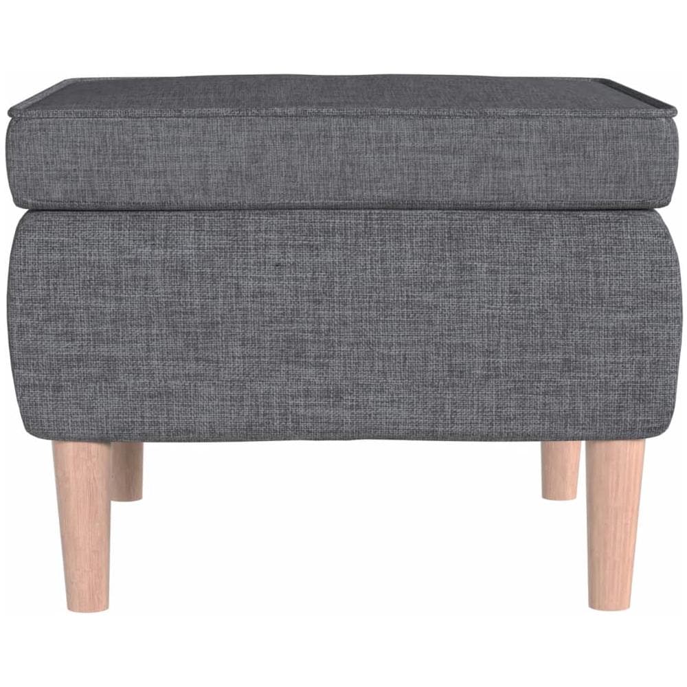 Poggiapiedi con Gambe in Legno Grigio Chiaro in Tessuto - Foto 2