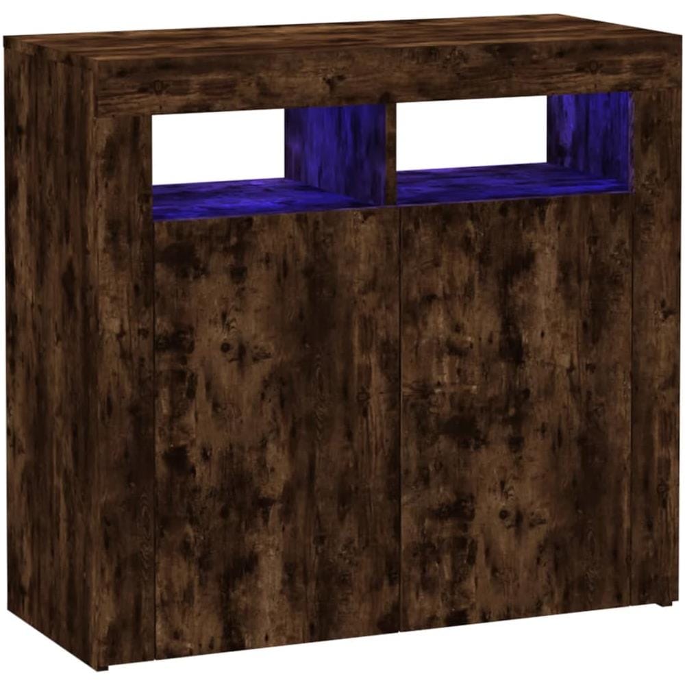 Credenza Con Luci Led Rovere Fumo 80x35x75 Cm - Foto 2