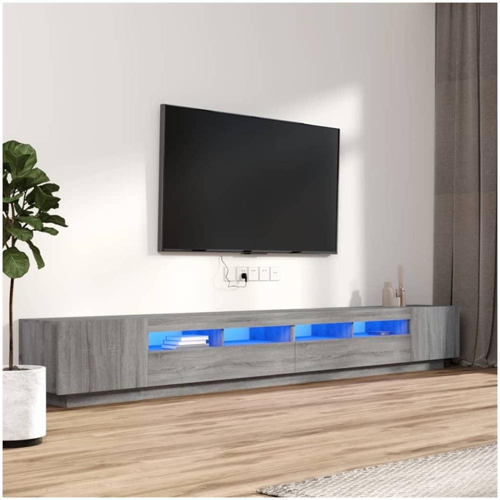 Set Mobili Tv 3 Pz Con Luci Led Grigio Sonoma Legno Multistrato - Foto 1