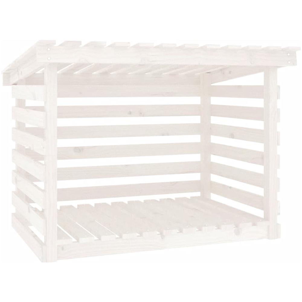 Portalegna Bianco 108x73x79 Cm In Legno Massello Di Pino - Foto 2