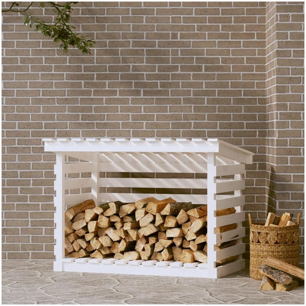 Portalegna Bianco 108x73x79 Cm In Legno Massello Di Pino - Foto 1