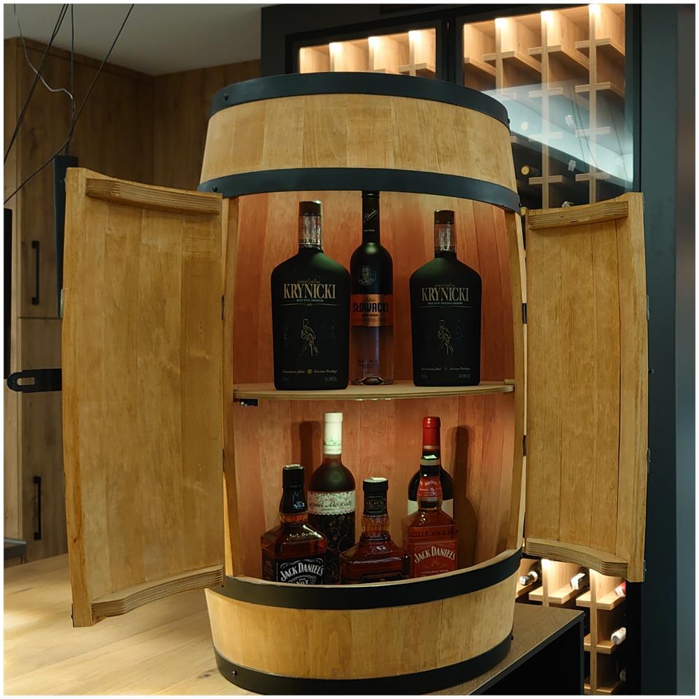 Barile Con Porta, Botte In Legno Con Luci A Led, Armadietto Per Vino In Stile Retr? , Portabottiglie In Legno, Da 80 Cm Di Altezza, Elegante Decorazione Per Il Soggiorno, Tavolo E Portabottiglie (rovere) - Foto 1