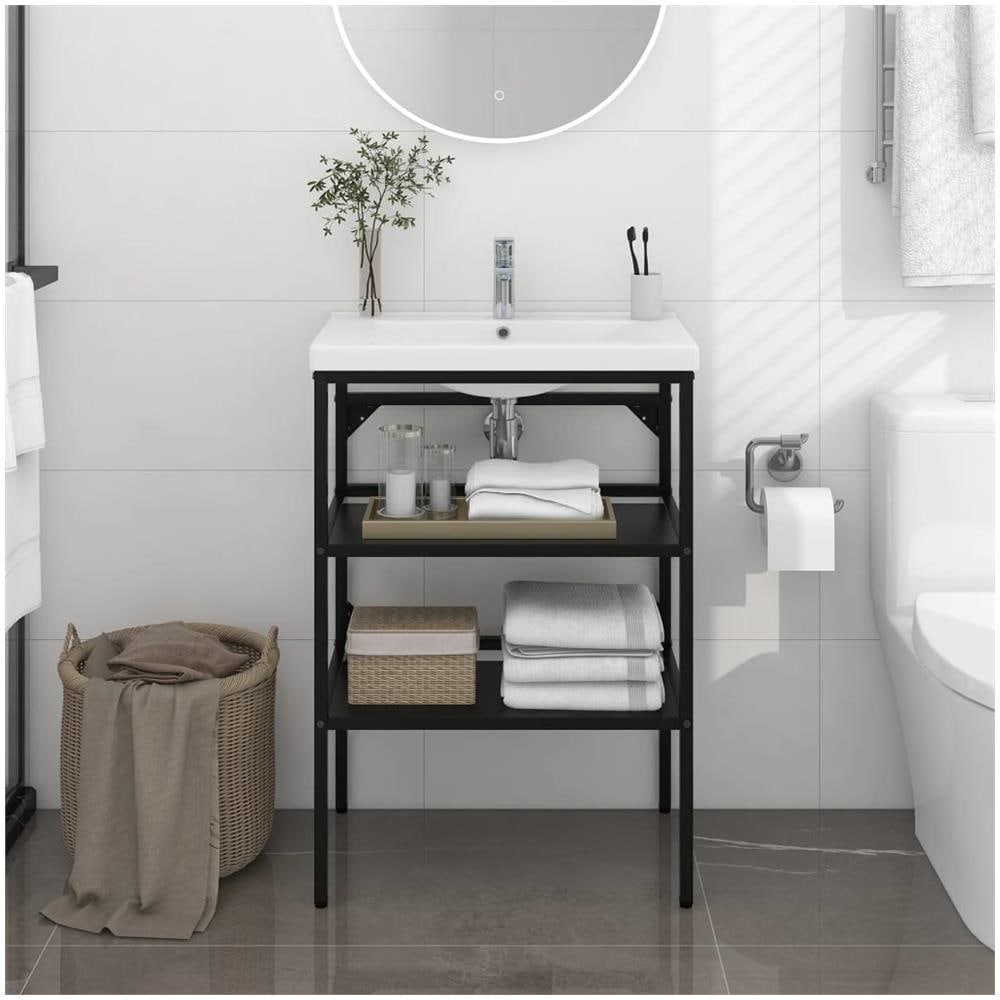 Struttura per Lavabo da Bagno Nera 59x38x83 cm in Ferro - Foto 1