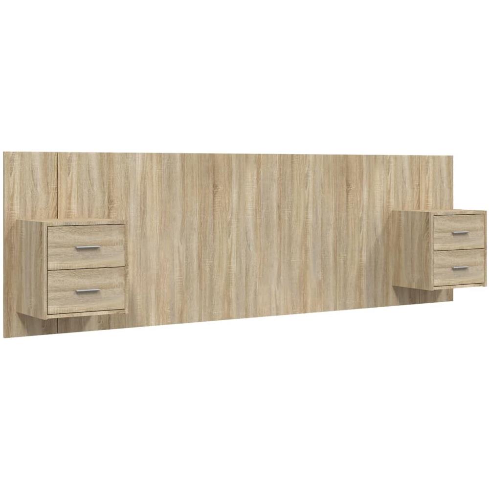 Testiera Letto Con Comodini In Legno Multistrato Rovere Sonoma - Foto 2