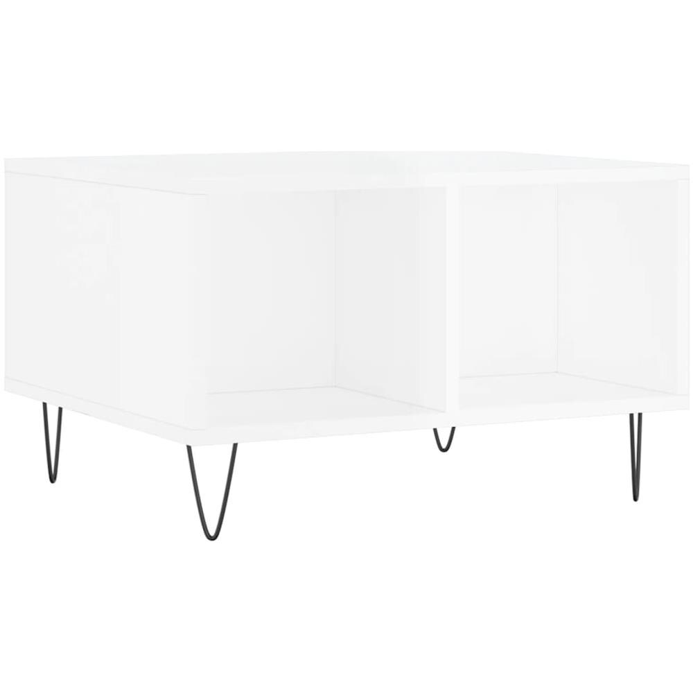 Tavolino Salotto Bianco Lucido 60x50x36,5 Cm Legno Multistrato - Foto 2