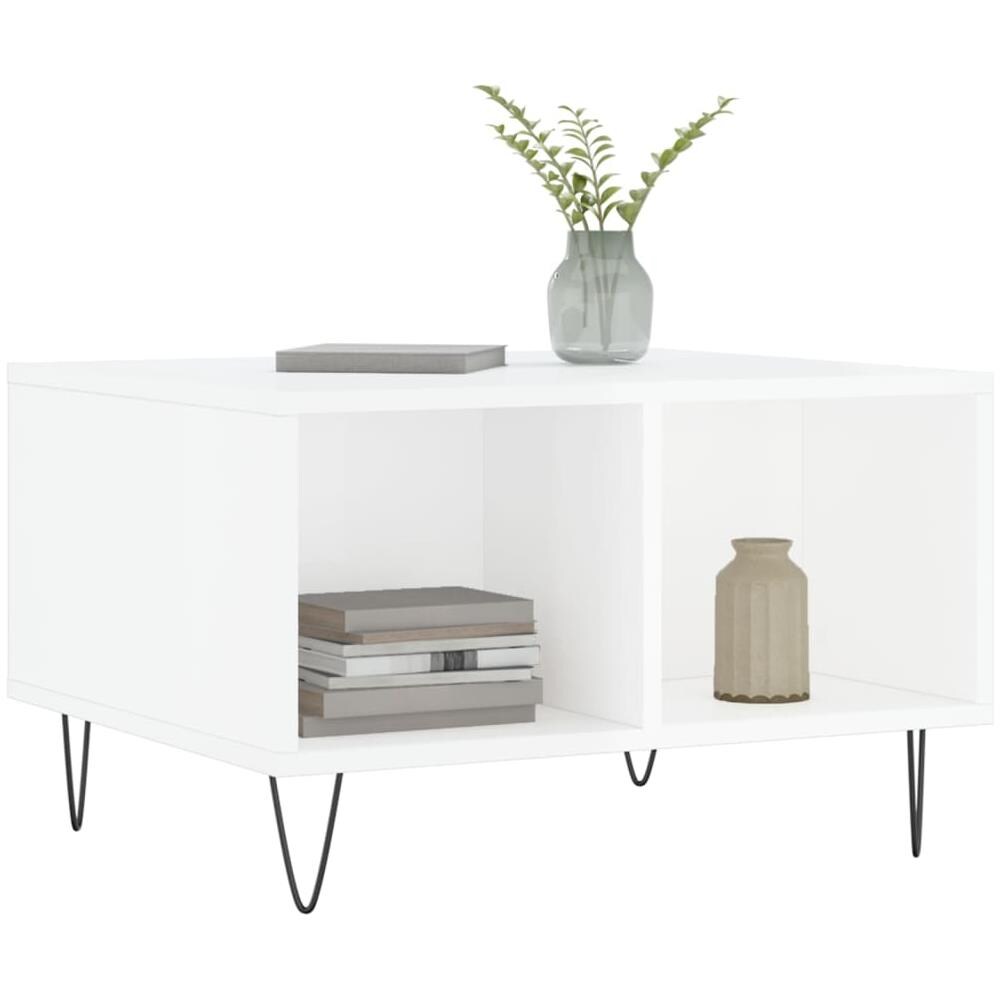 Tavolino Salotto Bianco Lucido 60x50x36,5 Cm Legno Multistrato - Foto 3