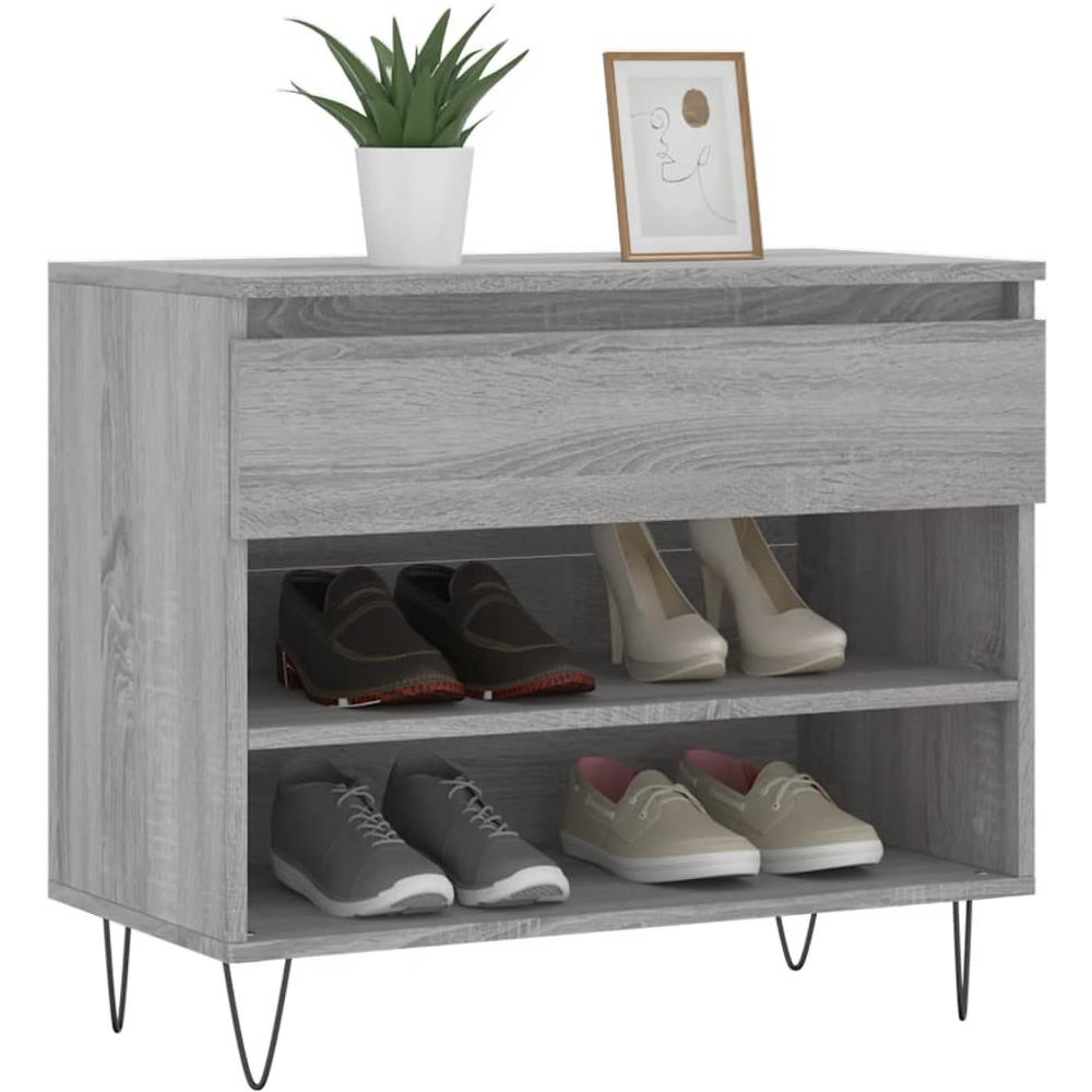 Scarpiera Grigio Sonoma 70x36x60 Cm In Legno Multistrato - Foto 3