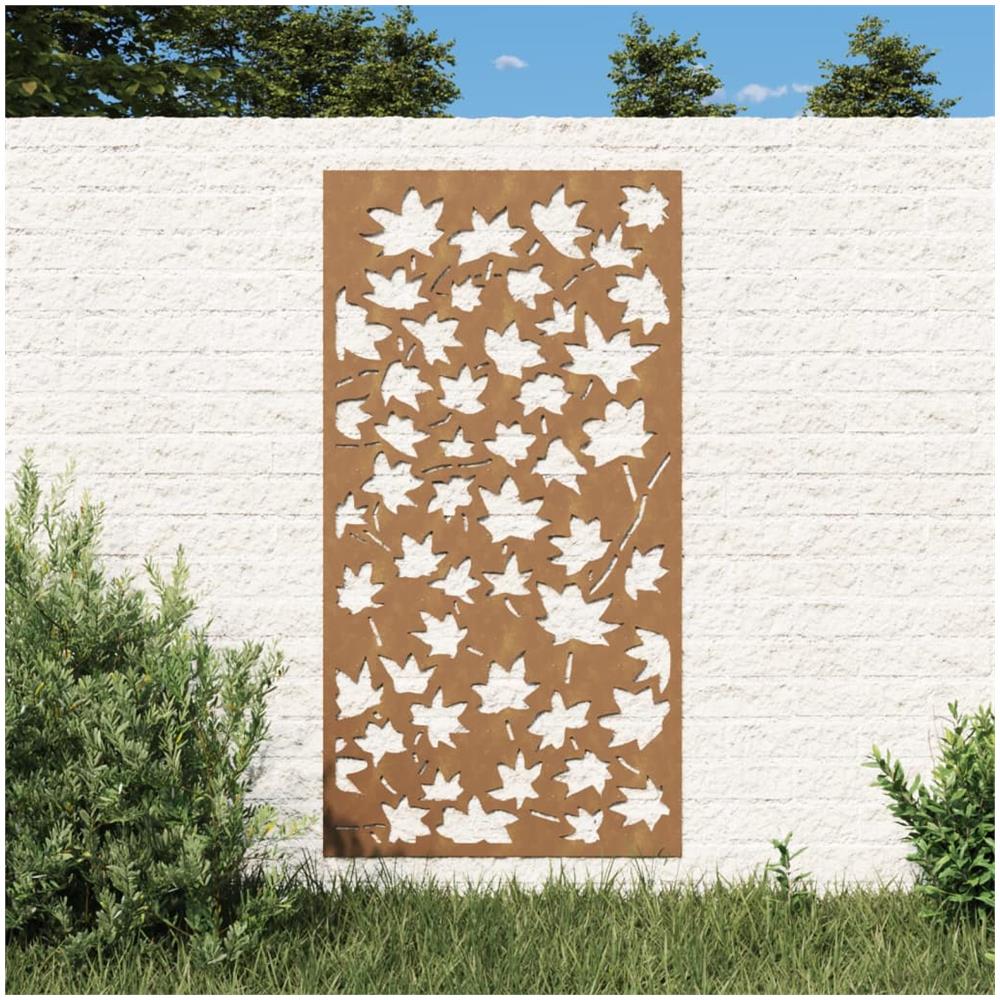 Decorazione Muro Giardino 105x55 Cm Foglia Acero Acciaio Corten - Foto 1