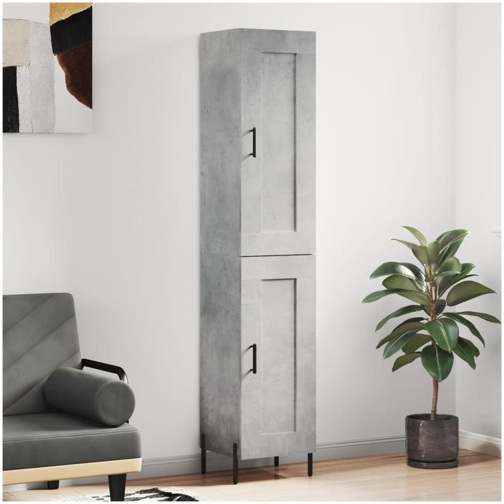 Credenza Grigio Cemento 34,5x34x180 Cm In Legno Multistrato - Foto 1