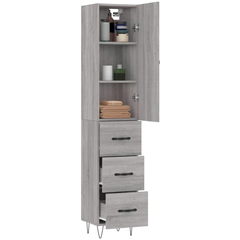 Credenza Grigio Sonoma 34,5x34x180 Cm In Legno Multistrato - Foto 3
