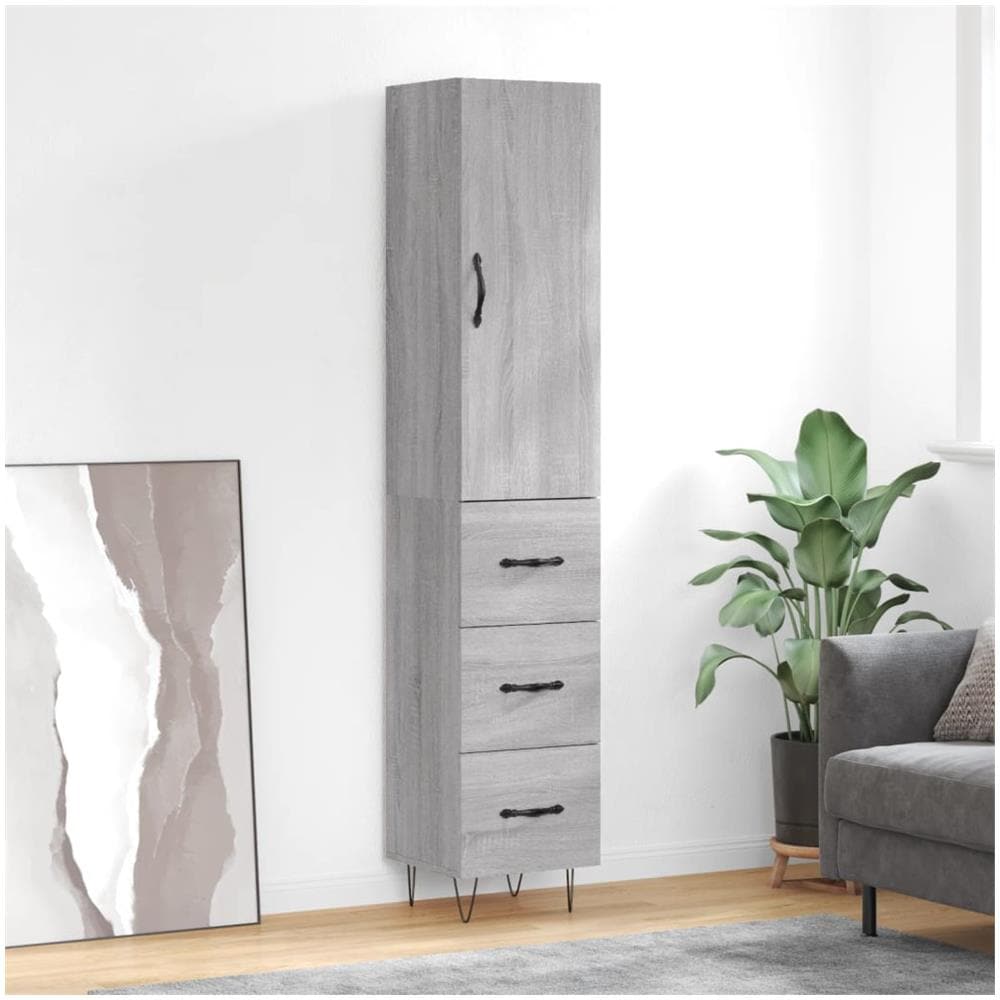 Credenza Grigio Sonoma 34,5x34x180 Cm In Legno Multistrato - Foto 1