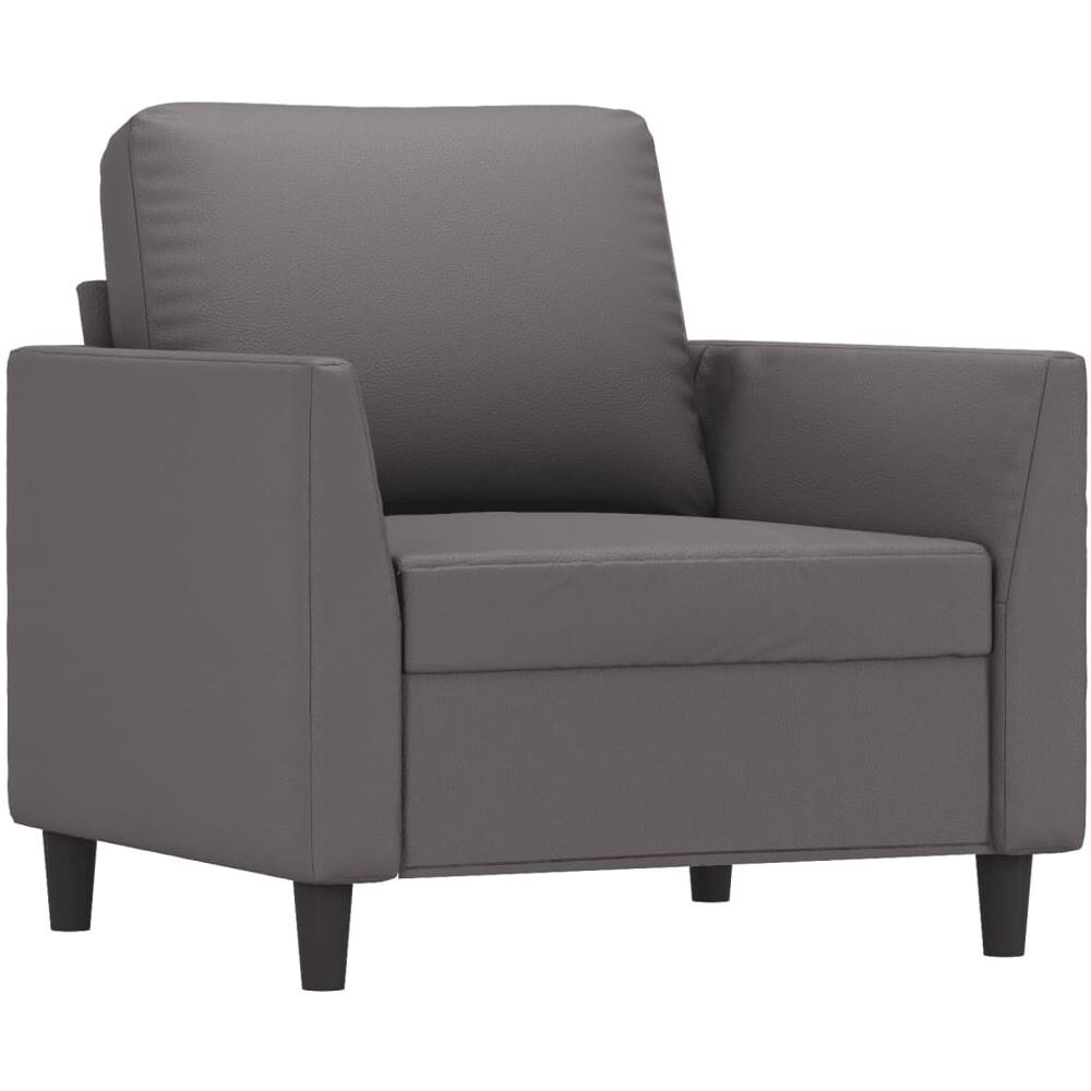 Set Di Divani 3 Pz Con Cuscini Grigio In Similpelle - Foto 3