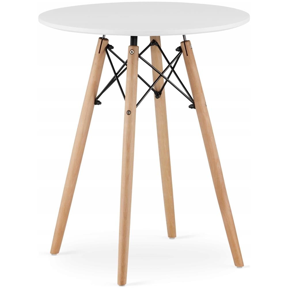 Set tavolo rotondo KOVA 60 cm bianco con 2 sedie RIXK nere - Foto 10